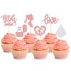 24Pcs Bride To Be Cupcake Toppers Rose Gold Glitter Love Wedding Dress Cake Decorations Heart Ring Diamond Cupcake Picks Wedding Engagement Bridal Shower Party Cake Decorations Supplies view 1