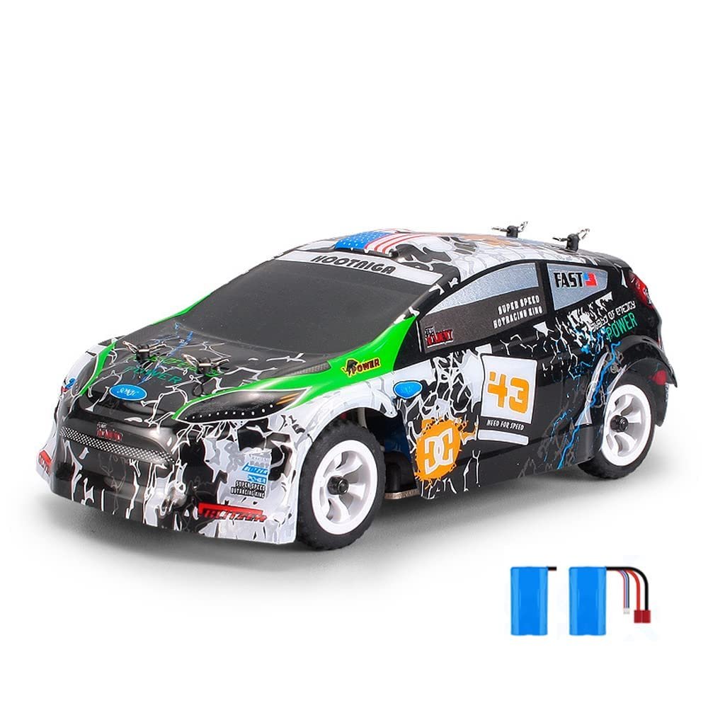 QAQQVQ Hobby RC Cars, 30 KM/H 1:28 Scale Fast High Speed Remote Control Car for Adult Boy,4WD 2.4GHz Alloy Chassis Off Road Monster RC Truck Toy All Terrain Racing,2 Batteries