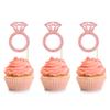 24Pcs Rose Gold Glitter Diamond Donut Ring Cupcake Topper Picks Wedding Engagement Cake Decorations for Engagement Bridal Shower Party Cake Decorations view 1