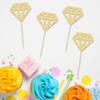 24Pcs Diamond Ring Cupcake Toppers Gold Glitter Diamond Wedding Ring Cupcake Picks for Marriage Engagement Anniversary Valentines Party Cake Decorations Supplies view 3