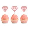 24Pcs Diamond Ring Cupcake Toppers Rose Gold Glitter Diamond Wedding Ring Cupcake Picks for Marriage Engagement Anniversary Valentines Party Cake Decorations Supplies view 1