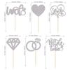 24Pcs Bride To Be Cupcake Toppers Silver Glitter Love I Do Cake Decorations Heart Ring Diamond Cupcake Picks Wedding Engagement Bridal Shower Party Cake Decorations Supplies view 2
