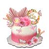 17 PCS Flower Cake Toppers Boho Cake Toppers Butterfly Cake Decorations with Light Artificial Roses Eucalyptus for Wedding Birthday Supplies (Light Pink) view 1