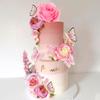 17 PCS Flower Cake Toppers Boho Cake Toppers Butterfly Cake Decorations with Light Artificial Roses Eucalyptus for Wedding Birthday Supplies (Light Pink) view 4