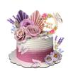 17 PCS Flower Cake Toppers Butterfly Cake Decorations Happy Birthday Cake Toppers with Artificial Purple and Pink Rose Eucalyptus for Birthday Wedding (Purple) view 1