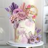 17 PCS Flower Cake Toppers Butterfly Cake Decorations Happy Birthday Cake Toppers with Artificial Purple and Pink Rose Eucalyptus for Birthday Wedding (Purple) view 3