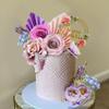 17 PCS Flower Cake Toppers Butterfly Cake Decorations Happy Birthday Cake Toppers with Artificial Purple and Pink Rose Eucalyptus for Birthday Wedding (Purple) view 4