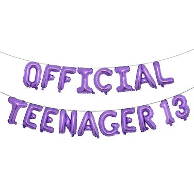 16inch Multicolor Official Teenager Balloons Official Teenager 13 Birthday Decoration 13th Birthday Party suppliers Decorations Banner (TEENAGER 13 Purple)
