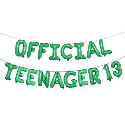 16inch Multicolor Official Teenager Balloons Official Teenager 13 Birthday Decoration 13th Birthday Party suppliers Decorations Banner (TEENAGER 13 Green)