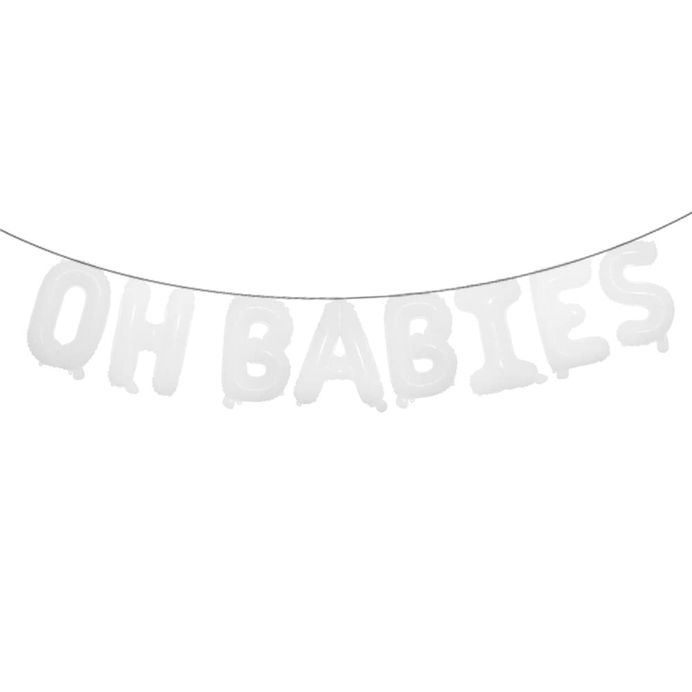 16 inch Oh Babies Balloons Twins New Born Baby Shower Banner Party Supplies Decorations Gender Reveal (OH BABIES White)