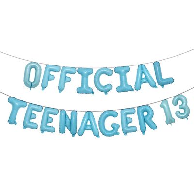 16inch Multicolor Official Teenager Balloons Official Teenager 13 Birthday Decoration 13th Birthday Party suppliers Decorations Banner (TEENAGER 13 Light Blue)