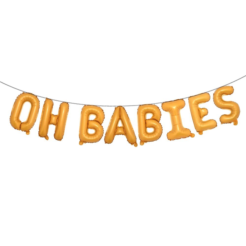 16 inch Oh Babies Balloons Twins New Born Baby Shower Banner Party Supplies Decorations Gender Reveal (OH BABIES Orange)