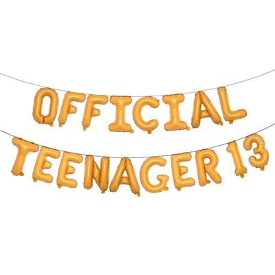16inch Multicolor Official Teenager Balloons Official Teenager 13 Birthday Decoration 13th Birthday Party suppliers Decorations Banner (TEENAGER 13 Orange)
