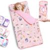 Primlect Thickened Toddler Nap Mat with Removable Pillow and Minky Blanket, Extra Large 55''x35'' Sleeping Bag, Washable, Roll up, Perfect for Daycare, Preschool, Kindergarten, Boys and Girls Pink Fox view 1