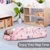 Primlect Thickened Toddler Nap Mat with Removable Pillow and Minky Blanket, Extra Large 55''x35'' Sleeping Bag, Washable, Roll up, Perfect for Daycare, Preschool, Kindergarten, Boys and Girls Pink Fox view 3