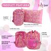 Emily Rose Kids 3-PC Girls Pink Hearts Sleeping Bag Gift Set  Soft Thick Slumber Sack, Pillow Case & Backpack Storage Case Adjustable Straps  Toddler to Preteen Travel Nap Sleepover Bag  USA Brand view 3