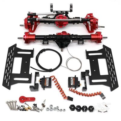 Greendhat Metal Front & Rear Portal Axle with Differential Locker for Axial SCX10 II III YK4082 YK4102 RC Crawler Parts ( Color : Red )