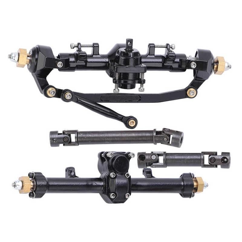 Greendhat Front/Rear Axles Assembly+Drive Shaft Set for Axial SCX24 90081 1/24 RC Car Part ( Color : Black )