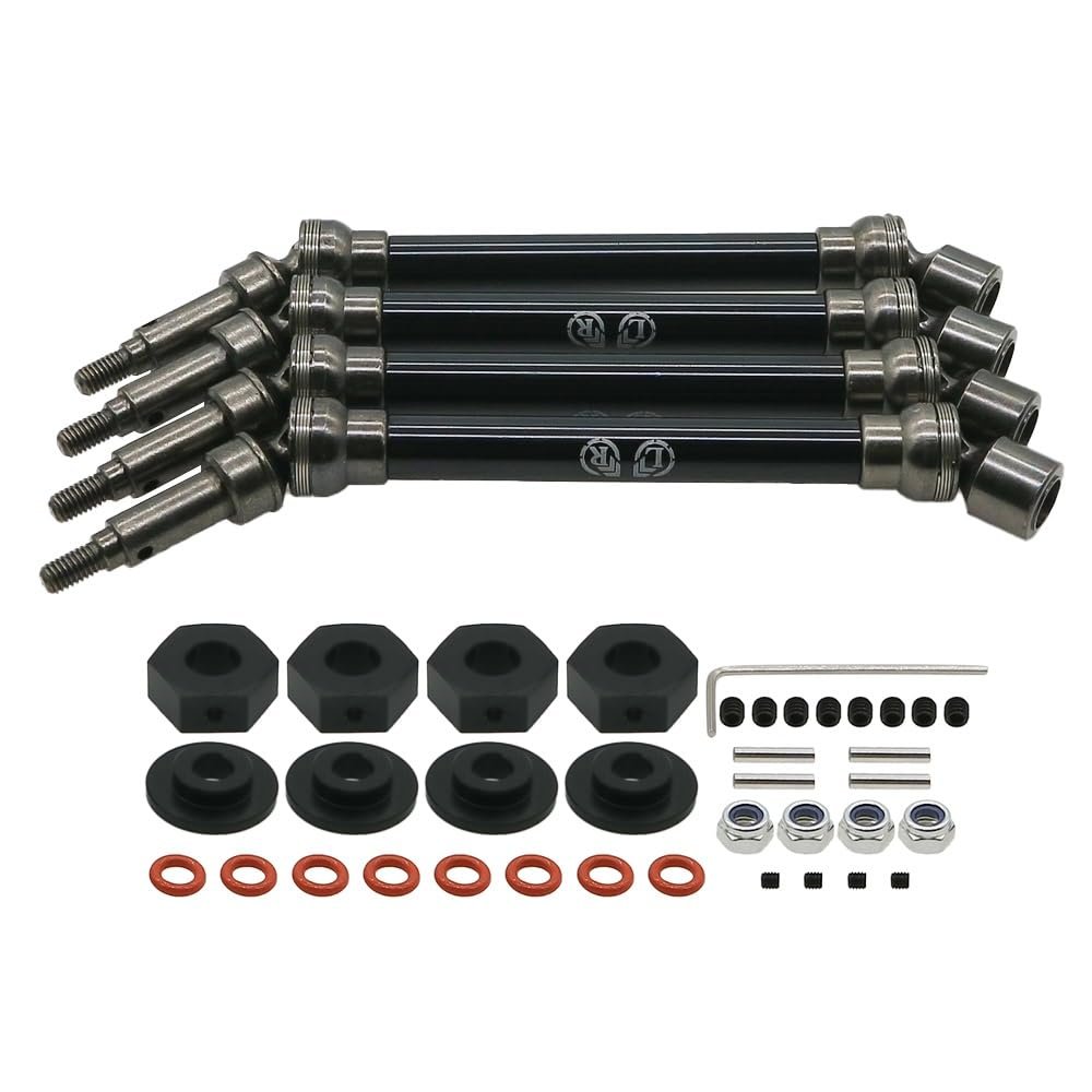 Greendhat 4pcs/Set #45 Steel Aluminum Front /Rear CVD Drive Shaft for rc 1/10 ARRMA 4s Outcast&Kraton Hobby Model car Upgraded hop-up Part ( Color : Black )