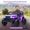 INFANS Kids Ride on Car Truck with 2.4G Remote Control, 12V Battery Powered Electric Cars for Kids w/3 Speeds, Battery Display, LED Lights, Safety Belt, Music & Horn, Bluetooth/FM/USB (Purple) view 2
