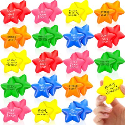 HyDren 30 Pcs Valentines Appreciation Gifts for Employees Motivational Star Stress Balls 2.2 Inch Stress Relief Ball with Quotes Colorful Foam Ball Inspirational Hand Exercise Toys(Fresh Color)
