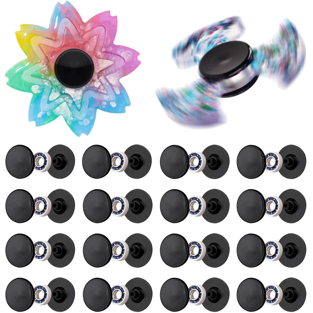 16 Pack Fidget Spinner Bearing and Cap Replacement Set, Chrome Steel Bearing Balls, High Speed 13mmx7mmx4mm Bearings Single Sealed Small Bearings for Fidget Spinner