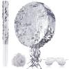 Disco Ball Small Piata with Stick Blindfold and Confetti, Silver Foil Piatas for Birthday Party Kids Adults Retro Birthday Game Party Decorations Supplies(Round) view 1