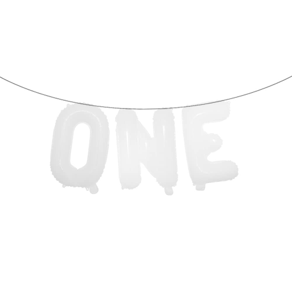 16 inch Hanging Foils Number Balloon ONE Word Air Balloons Set of 1 Balloon Perfect for Baby Shower, Happy Birthday or Any Party Decorations (ONE White)