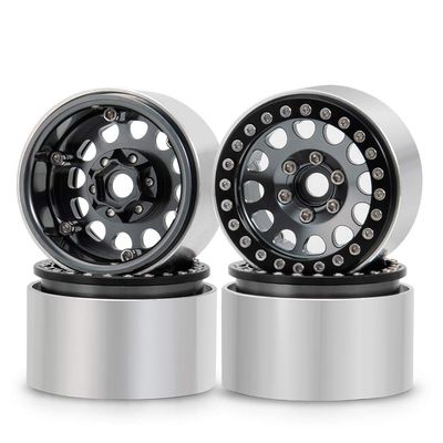 RC-Hub 4Pcs Aluminum Alloy 1.9" Beadlock Wheel Rims for 1/10 Axial SCX10 D90 TRX-4 CC01 RC Crawler Car (Titanium Black)