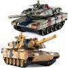 Supdex 1/24 RC Battle Tank Set, Remote Control USA M1A2 and Ger Leopard II Army Toy That Shoots for Kids and Adults, 2.4G Tank Model Toy for Boys Age 6+ Year Old with Sound Effects, Lights and Smoke view 1