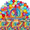 60s Party Decorations Groovy Hippie Balloons Decorations 60s Backdrop Tablecloth Balloons Kit Tie Dye Peace and Love Sign for Birthday Party Carnival Hippie Theme Groovy Decor view 1