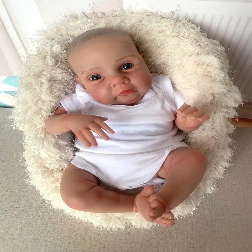 iCradle Reborn Baby Doll 20 Inch Newborn Baby Dolls Silicone Reborn Toddler Doll Blue Eyes Without Eyelashes Toy Accessories Gift for Collection & Kids Age 3+
