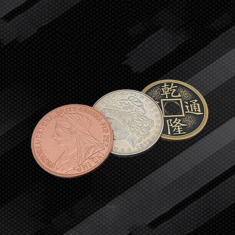 Magnetic Scotch and Soda Magic Tricks (Morgan Dollar and Queen Victoria Ancient Coin) Deluxe Coins Set for Magicians Close up Illusions Gimmicks Props