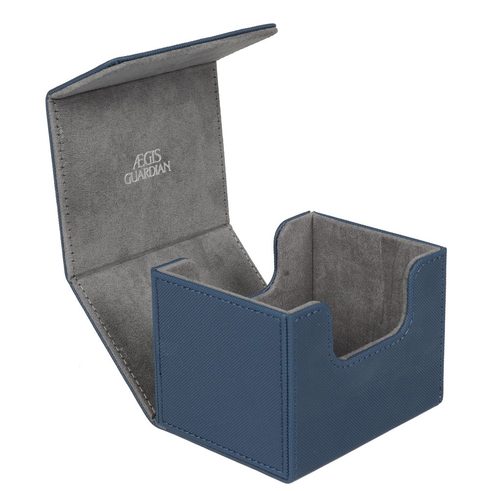 AEGIS GUARDIAN Card Deck Box for MTG, Commander Deck Box Hold 120+ Sleeved Cards, Leather Strong Magnet Card Deck Case Holder for Magic Cards TCG CCG, Blue
