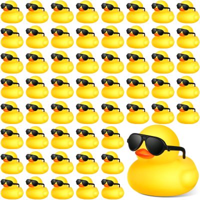 150 Pcs Yellow Mini Rubber Ducks in Bulk with 150 Pcs Sunglasses Christmas Duck Gifts Small Mini Bath Toys Float Pool Bulk Toys for Baby Shower Birthday Party Christmas Stocking Stuffers