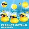 150 Pcs Yellow Mini Rubber Ducks in Bulk with 150 Pcs Sunglasses Christmas Duck Gifts Small Mini Bath Toys Float Pool Bulk Toys for Baby Shower Birthday Party Christmas Stocking Stuffers view 3