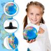 Henoyso 12 Pcs World Globe for Kids Learning 3.4 Inches Mini Rotating World Map Globe with Stand for Kids Educational Desk Classroom Decorative for Geography Table Decor, Blue view 3