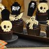 DOMOO OF DREAMS Halloween Tombstone Cupcake Toppers Glitter RIP Spooky Skull Food Picks Cemetery Graves Zombie Birthday Party Decoration 24PCS view 4