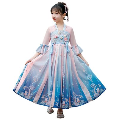 AINIFU Hanfu Princess Dress for Girl Birthday Summer Tang Suits Dress Stage Movie Performance