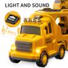 TEMI Construction Truck Toys Cars for Toddlers 3-5 - 7-in-1 Friction Powered Vehicle Toy 3 4 5 6 Year Old Boys, Carrier Transport Trucks Kids Years, Car Set Age 3-9 Boys and Girls view 3