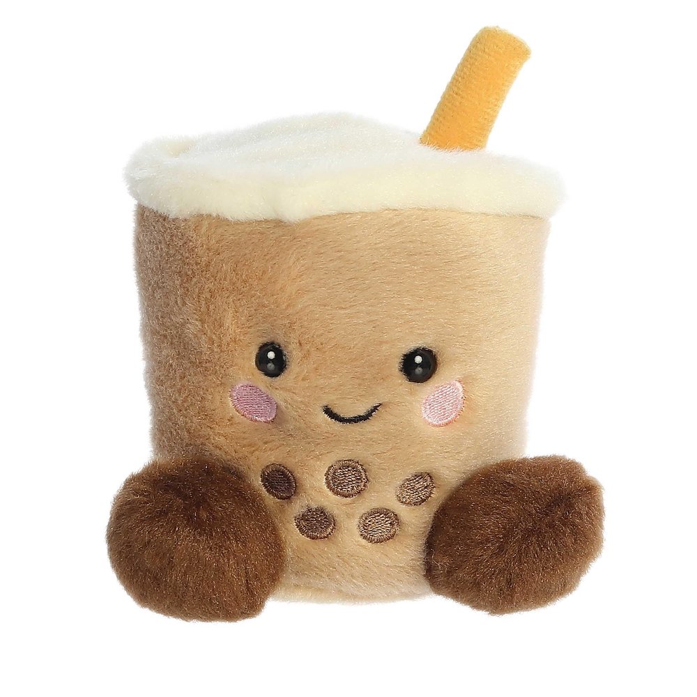 Aurora Adorable Palm Pals Milky Tea Boba Stuffed Animal - Fun Collectible Plush for Kids and Adult Collectors - Perfect for Decorating Rooms and Birthday Gifts - Brown 4 Inches
