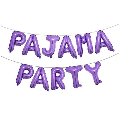 16 inch Pajama Party Balloons Banner Girls Sleepover Birthday Party Decoration Slumber Parites Banner Colorful Balloons Backdrop (PAJAMA PARTY Purple)