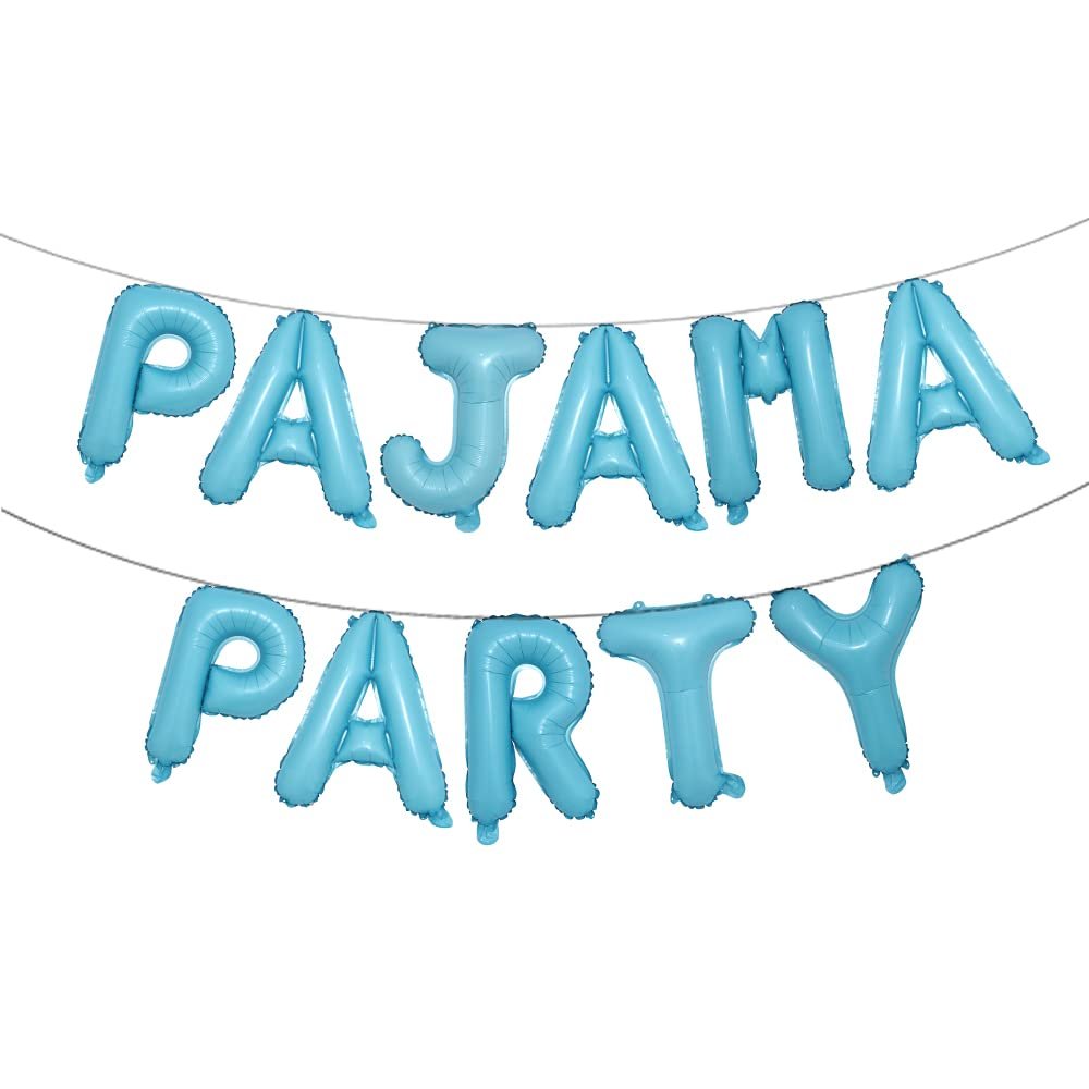 16 inch Pajama Party Balloons Banner Girls Sleepover Birthday Party Decoration Slumber Parites Banner Colorful Balloons Backdrop (PAJAMA PARTY Light Blue)