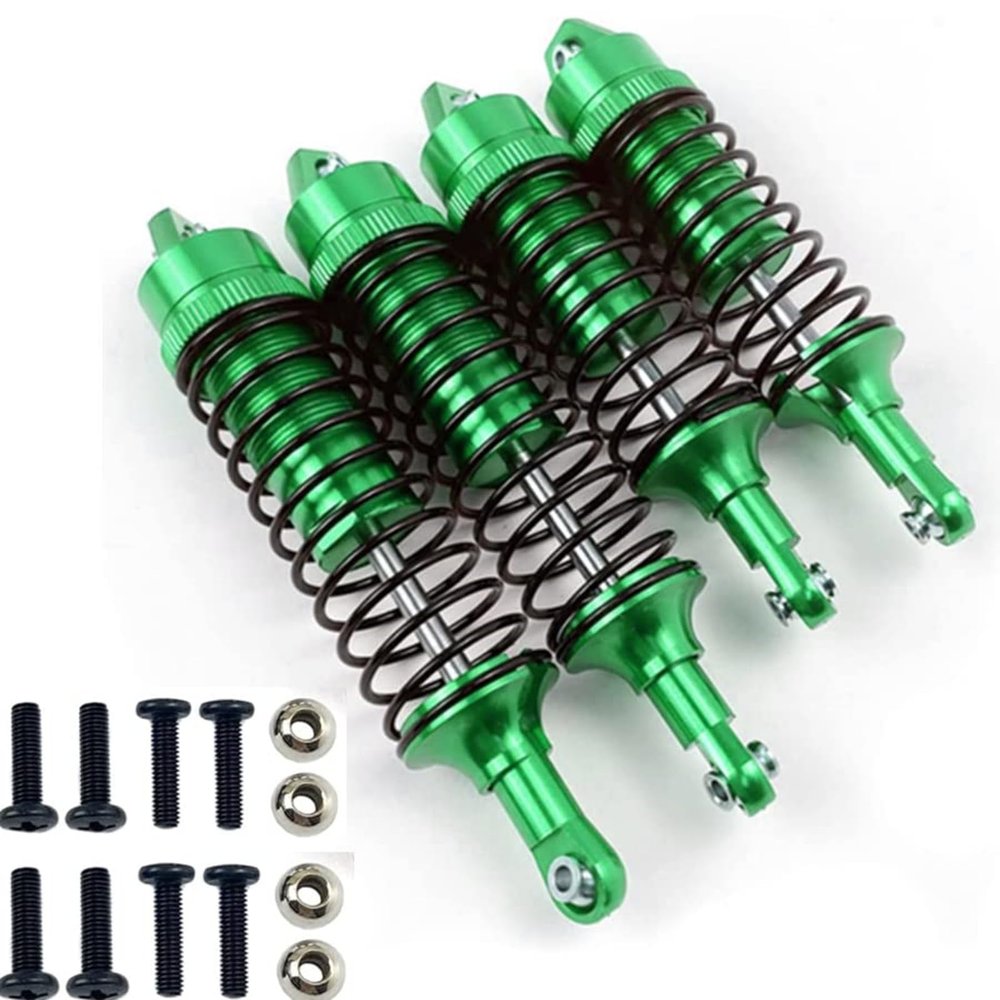 Aluminum Front&Rear Shocks Absorber Assembled for 1/10 Slash 4x4 4WD 2WD Rustler VXL Stampede RC Car Upgrade Part 4PCS/set (Green)