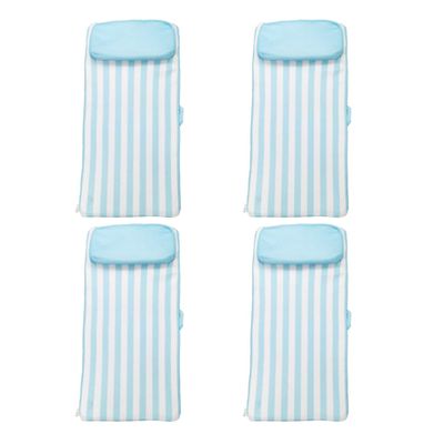 Magic Time International No Inflate Sun Bed Single Person Water Lounger Pool and Lake Float with Pillow Headrest & Removable Soft Mesh Cover (4 Pack)