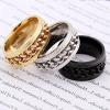 Epinki 8MM Mens Fidget Ring, Gold Curb Chain Spinner Ring Fidget Rings, Stainless Steel Ring Size 11 view 2