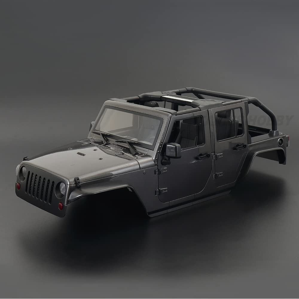 1:10 Scale 313mm Wheelbase Wrangler Rubicon Convertible Hard Body Kit for 1/10 RC CrawlerTraxxas TRX4 Axial SCX10 Redcat GEN8 ( Color : Dark Grey )