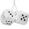 AuMoHall 2.95'' Retro Fuzzy Plush Dice Car Charm Square Plush Dice Car Rear View Mirror Hanging Ornament Car Mirror Hanging Accessories, White view 3