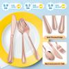 12-Piece Copper Kids Silverware, E-far Stainless Steel Toddler Kids Utensils Safe for Preschooler/Children, Includes 4 Forks 4 Spoons 4 Knife, Slimline Look & Small Size, Rust Free view 3