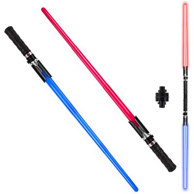MIWIND 2-in-1 LED Dual Swords Set with FX Sound and Realistic Handle, Expandable Light Saber for Kids and Adults, Halloween Warriors - Light Swords Toy